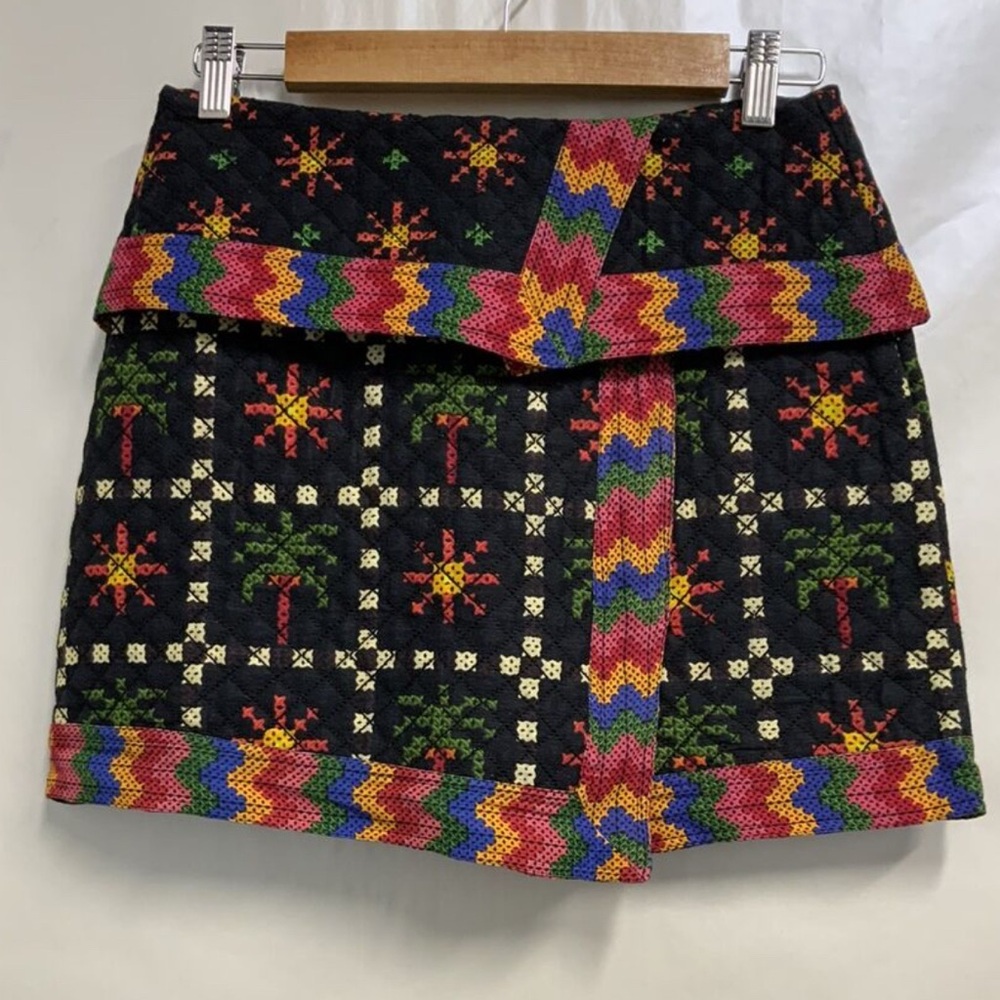 FARM RIO Quilted fabric print skirt MED